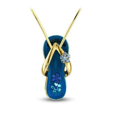 Flip Flop Necklace Blue/Gold-Necklace-Sandals For Your Neck-Top Notch Gift Shop