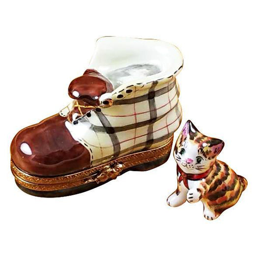 Cat In Burberry Boot Limoges Box by Rochard™-Limoges Box-Rochard-Top Notch Gift Shop