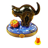 Cat Looking To Pumpkin With Removable Candy Corn Limoges Box by Rochard™-Limoges Box-Rochard-Top Notch Gift Shop