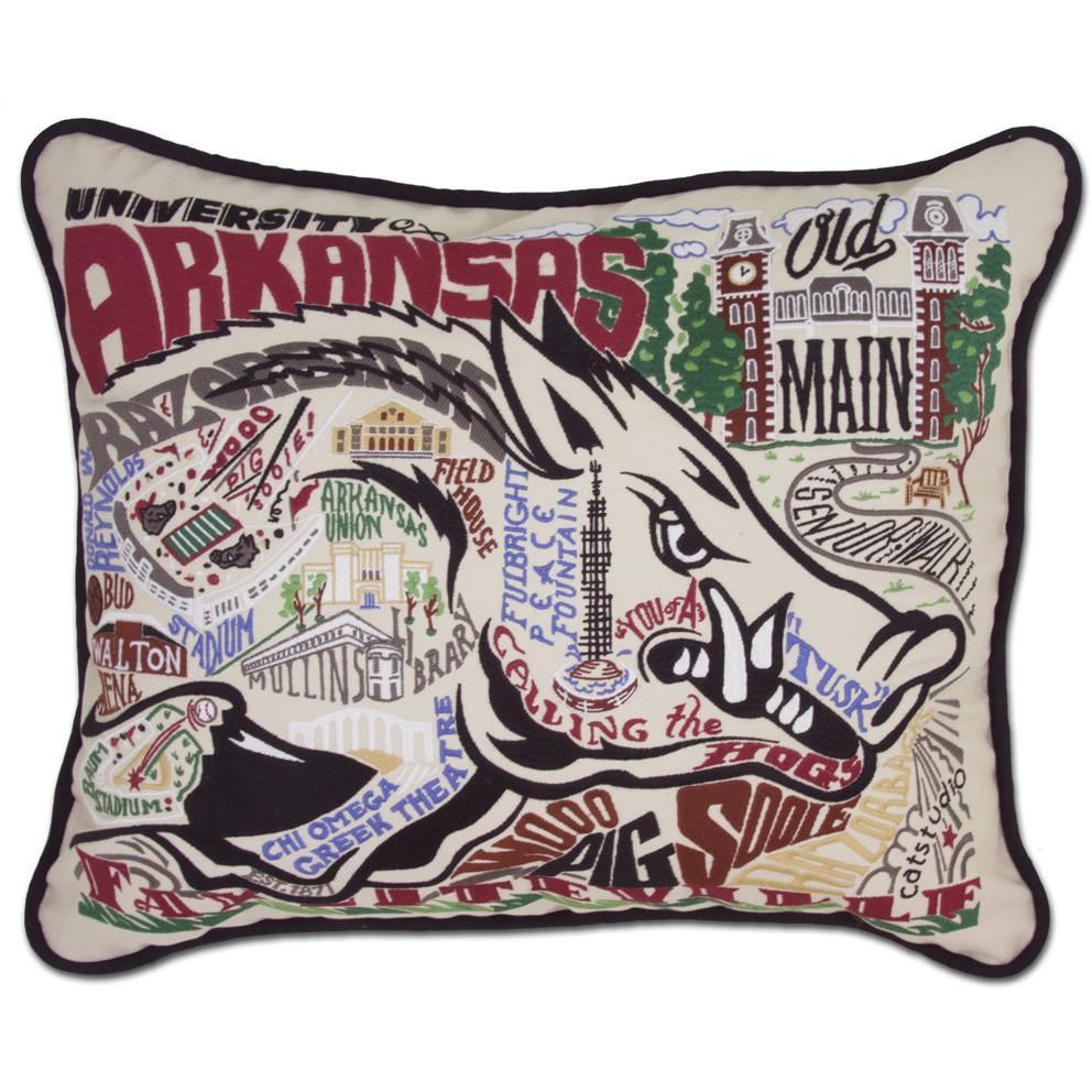 University of Arkansas Embroidered CatStudio Pillow-Pillow-CatStudio-Top Notch Gift Shop