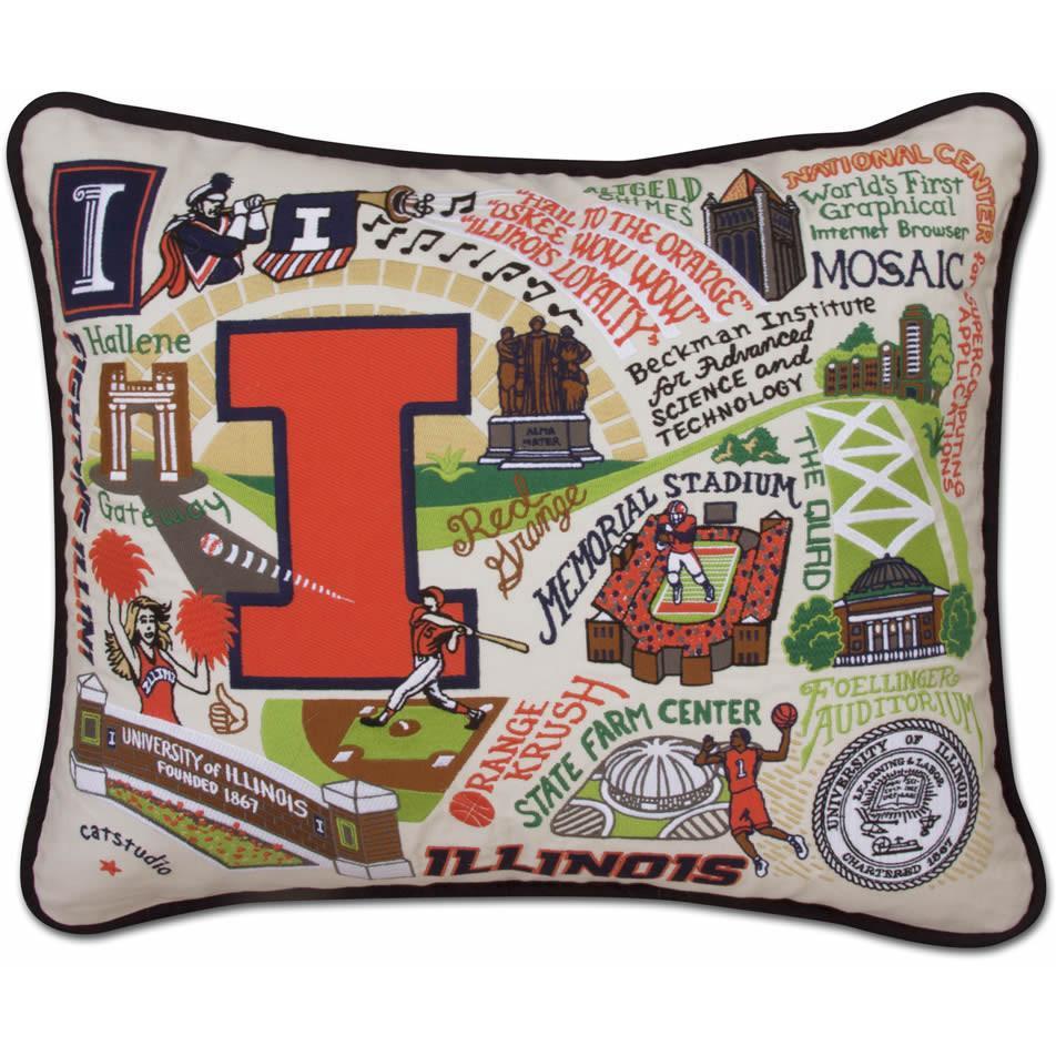 University of Illinois CatStudio Embroidered Pillow-Pillow-CatStudio-Top Notch Gift Shop