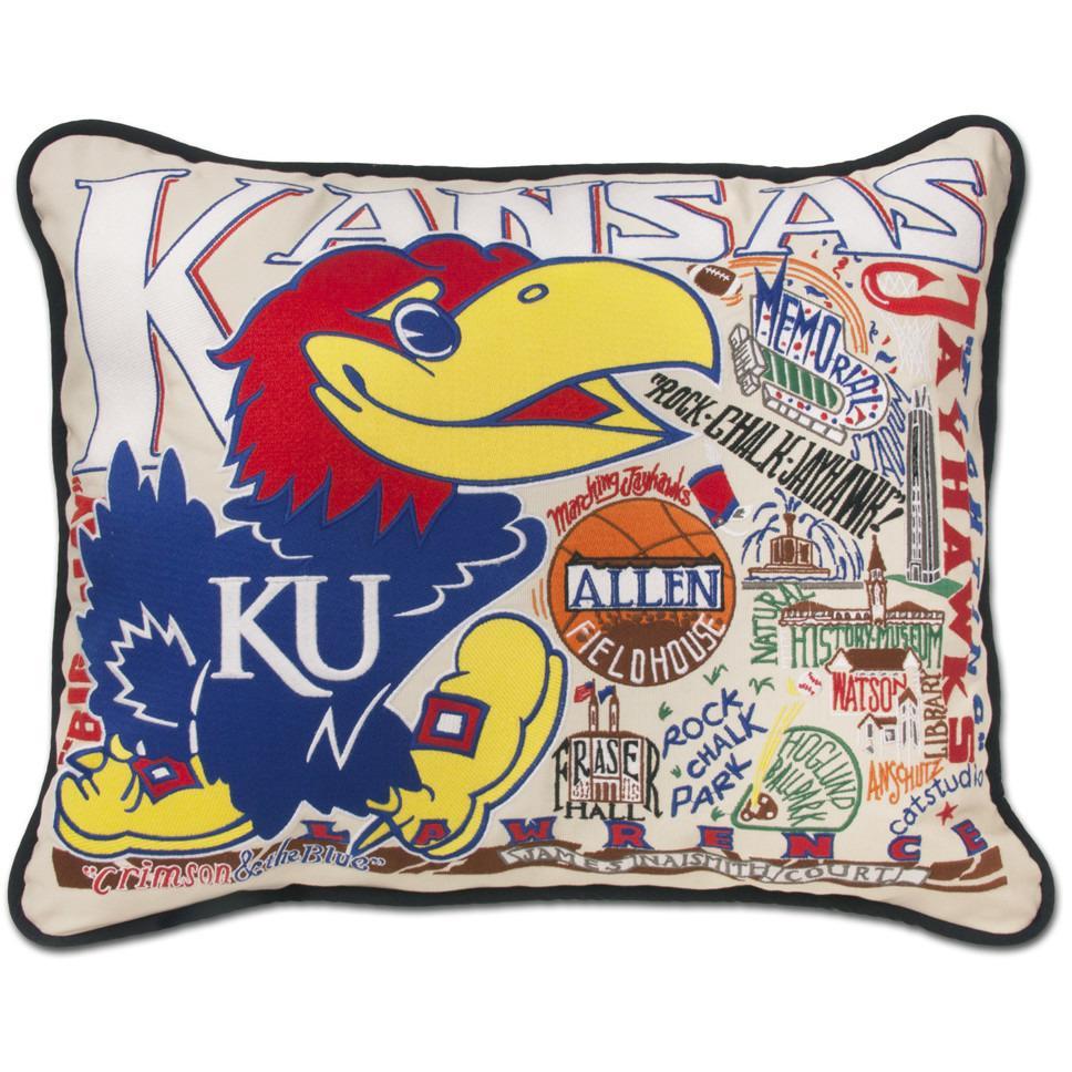 University of Kansas Embroidered CatStudio Pillow-Pillow-CatStudio-Top Notch Gift Shop