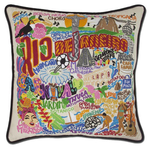 Rio De Janeiro CatStudio Hand Embroidered Accent Pillow-Pillow-CatStudio-Top Notch Gift Shop