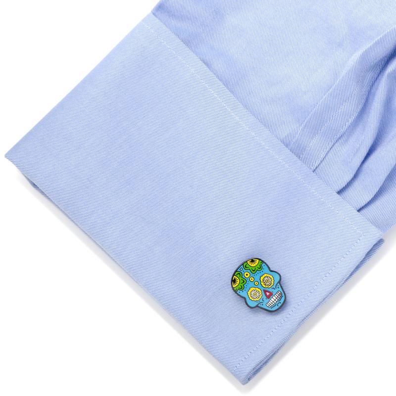 Blue Sugar Skull Cufflinks-Cufflinks-Cufflinks, Inc.-Top Notch Gift Shop