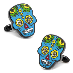 Blue Sugar Skull Cufflinks-Cufflinks-Cufflinks, Inc.-Top Notch Gift Shop