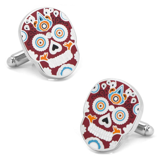 Red Sugar Skull Cufflinks-Cufflinks-Cufflinks, Inc.-Top Notch Gift Shop