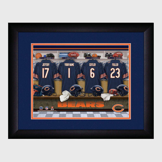 Chicago Bears Personalized Locker Room Print with Matted Frame-Print-JDS Marketing-Top Notch Gift Shop