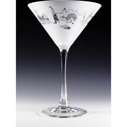 Chicago Skyline Martini Glass (Set of 2)-Martini Glass-Asta Glass-Top Notch Gift Shop