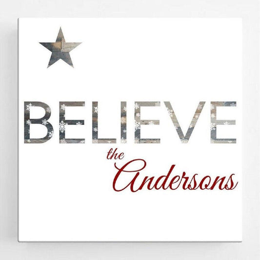 Believe Personalized Christmas Canvas Sign-Canvas Signs-JDS Marketing-Top Notch Gift Shop