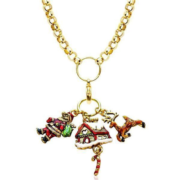 Christmas Charm Necklace in Gold-Necklace-Whimsical Gifts-Top Notch Gift Shop