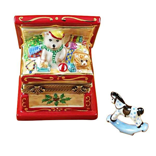 Christmas Toy Chest With Rocking Horse Limoges Box by Rochard™-Limoges Box-Rochard-Top Notch Gift Shop