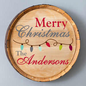 Christmas Personalized Wood Barrel Sign - Lights-Wall Art-JDS Marketing-Top Notch Gift Shop