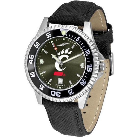 Cincinnati Bearcats Mens Competitor Ano Poly/Leather Band Watch w/ Colored Bezel-Watch-Suntime-Top Notch Gift Shop