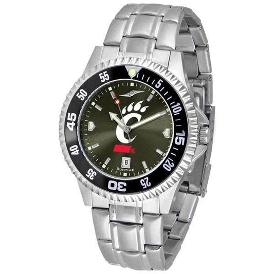 Cincinnati Bearcats Mens Competitor AnoChrome Steel Band Watch w/ Colored Bezel-Watch-Suntime-Top Notch Gift Shop