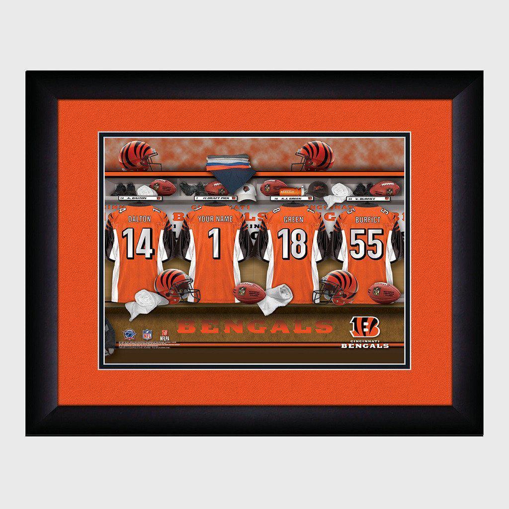 Cincinnati Bengals Personalized Locker Room Print with Matted Frame-Print-JDS Marketing-Top Notch Gift Shop