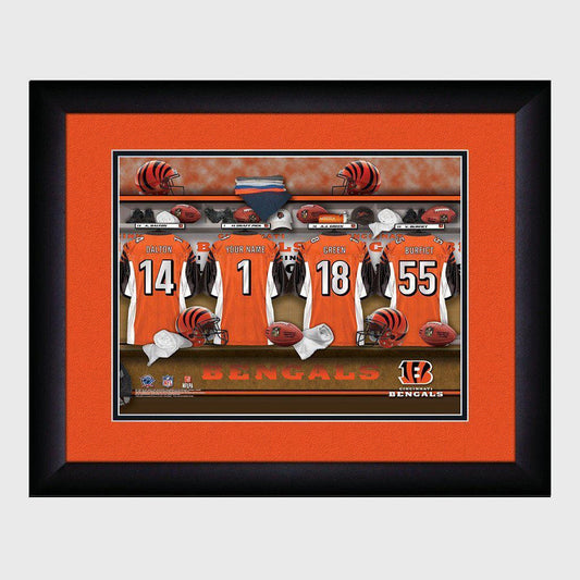 Cincinnati Bengals Personalized Locker Room Print with Matted Frame-Print-JDS Marketing-Top Notch Gift Shop