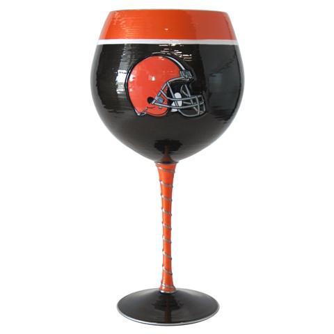 Cleveland Browns Artisan Hand Painted Wine Glass-Wine Glass-Boelter Brands-Top Notch Gift Shop