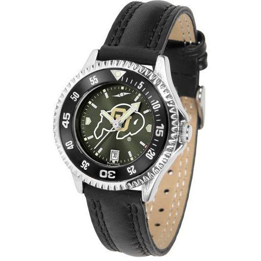 Colorado Buffaloes Ladies Competitor Ano Poly/Leather Band Watch w/ Colored Bezel-Watch-Suntime-Top Notch Gift Shop