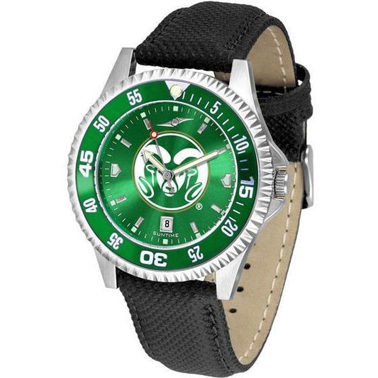 Colorado State Rams Mens Competitor Ano Poly/Leather Band Watch w/ Colored Bezel-Watch-Suntime-Top Notch Gift Shop