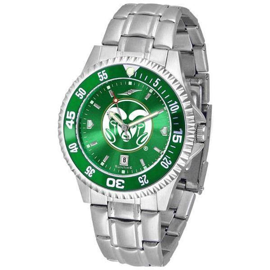 Colorado State Rams Mens Competitor AnoChrome Steel Band Watch w/ Colored Bezel-Watch-Suntime-Top Notch Gift Shop
