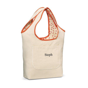 Coral Reversible Personalized Cotton Tote-Bag-JDS Marketing-Top Notch Gift Shop