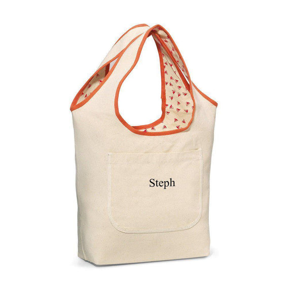 Coral Reversible Personalized Cotton Tote-Bag-JDS Marketing-Top Notch Gift Shop