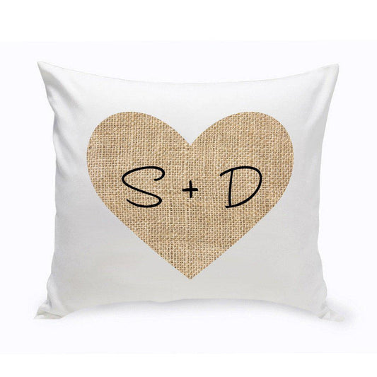 Burlap Heart Couples Personalized Throw Pillow-Pillow-JDS Marketing-Top Notch Gift Shop