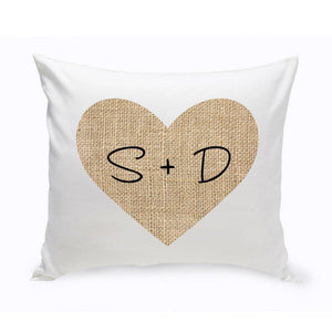 Burlap Heart Couples Personalized Throw Pillow-Pillow-JDS Marketing-Top Notch Gift Shop