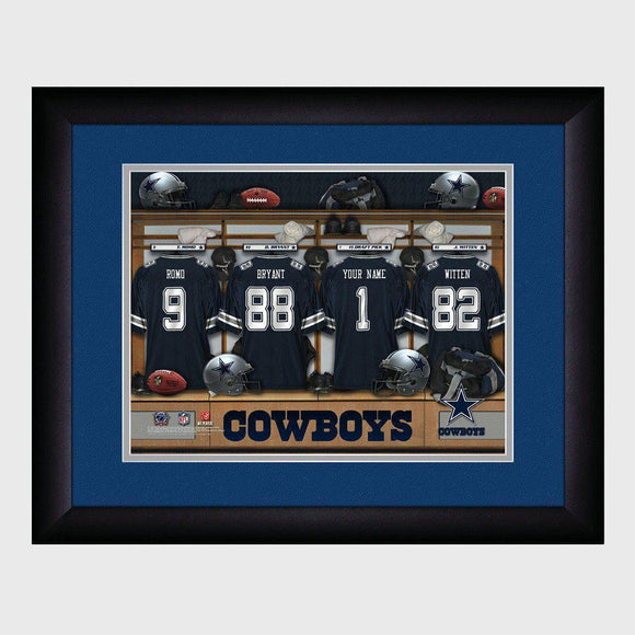 Dallas Cowboys Personalized Locker Room Print with Matted Frame-Print-JDS Marketing-Top Notch Gift Shop