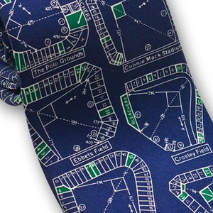 Demolished Baseball Stadiums Silk Necktie-Necktie-Josh Bach Limited-Top Notch Gift Shop