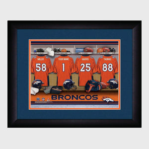 Denver Broncos Personalized Locker Room Print with Matted Frame-Print-JDS Marketing-Top Notch Gift Shop