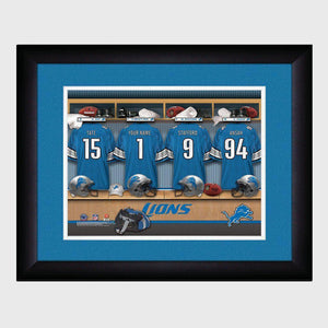 Detroit Lions Personalized Locker Room Print with Matted Frame-Print-JDS Marketing-Top Notch Gift Shop