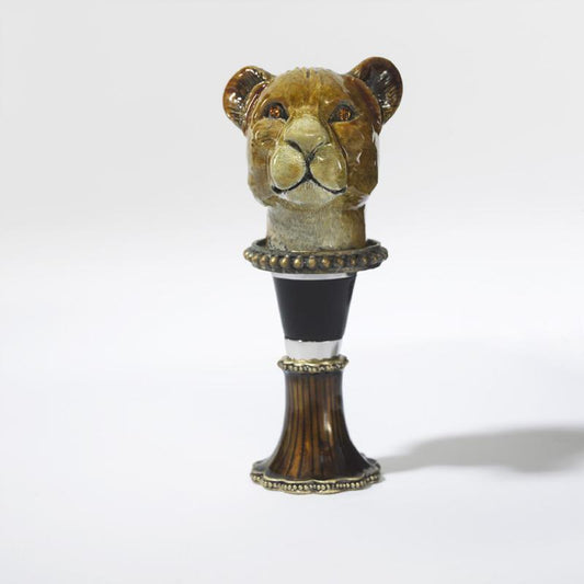 Enameled Lioness Wine Bottle Stopper with Crystals-Bottle Stopper-Olivia Riegel-Top Notch Gift Shop