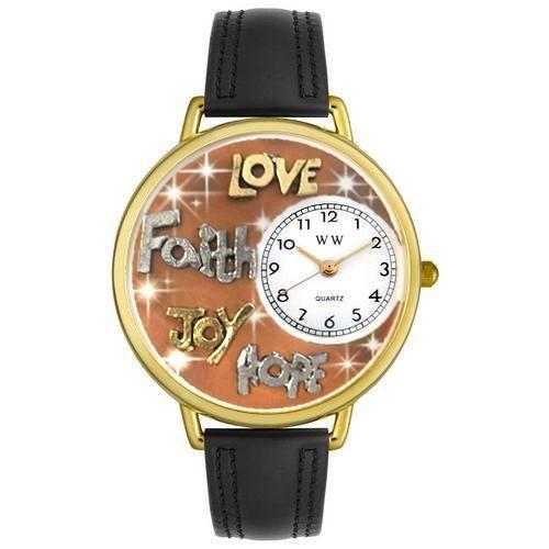 Faith Hope Love Joy Silver in Gold (Large)-Watch-Whimsical Gifts-Top Notch Gift Shop