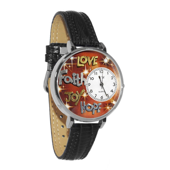 Faith Hope Love Joy in Silver (Large)-Watch-Whimsical Gifts-Top Notch Gift Shop