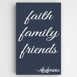 Family and Faith Navy Personalized Canvas Sign-Canvas Signs-JDS Marketing-Top Notch Gift Shop