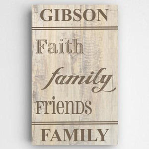 Family and Faith Rustic Personalized Canvas Sign-Canvas Signs-JDS Marketing-Top Notch Gift Shop