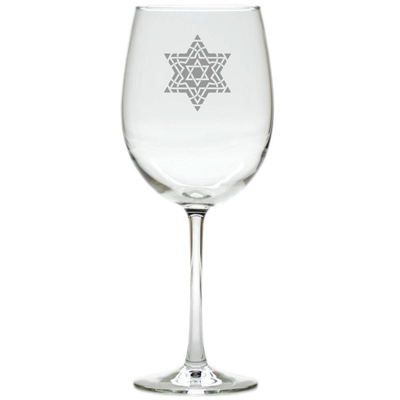 Fancy Star of David Wine Glasses - SET OF 4-Wine Glass-Carved Solutions-Top Notch Gift Shop