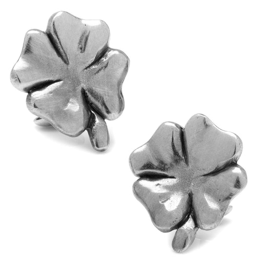 Pewter Lucky Four Leaf Clover Cufflinks-Cufflinks-Cufflinks, Inc.-Top Notch Gift Shop