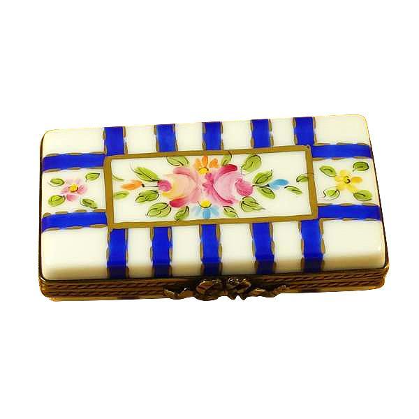 Flat Rectangle With Blue Stripes Limoges Box by Rochard™-Limoges Box-Rochard-Top Notch Gift Shop