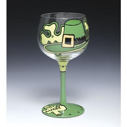Get Lucky St. Patrick's Day Shamrock Wine Glass-Wine Glass-Alice Art-Top Notch Gift Shop