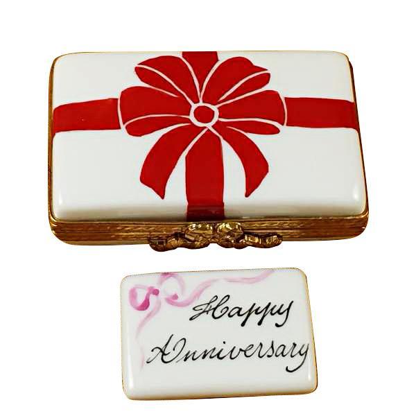 Gift Box With Red Bow - Happy Anniversary Limoges Box by Rochard™-Limoges Box-Rochard-Top Notch Gift Shop