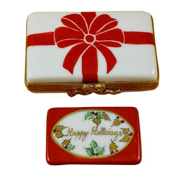 Gift Box With Red Bow - Happy Holidays Limoges Box by Rochard™-Limoges Box-Rochard-Top Notch Gift Shop