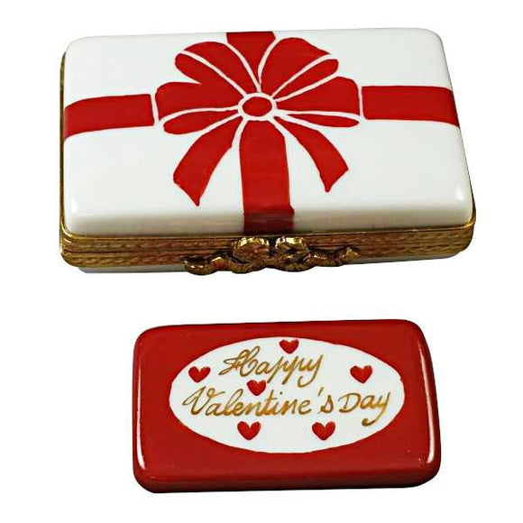 Gift Box With Red Bow - Happy Valentine's Day Limoges Box by Rochard™-Limoges Box-Rochard-Top Notch Gift Shop