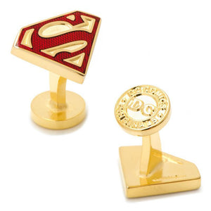 Gold Enamel Superman Shield Cufflinks-Cufflinks-Cufflinks, Inc.-Top Notch Gift Shop