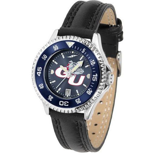 Gonzaga Bulldogs Ladies Competitor Ano Poly/Leather Band Watch w/ Colored Bezel-Watch-Suntime-Top Notch Gift Shop