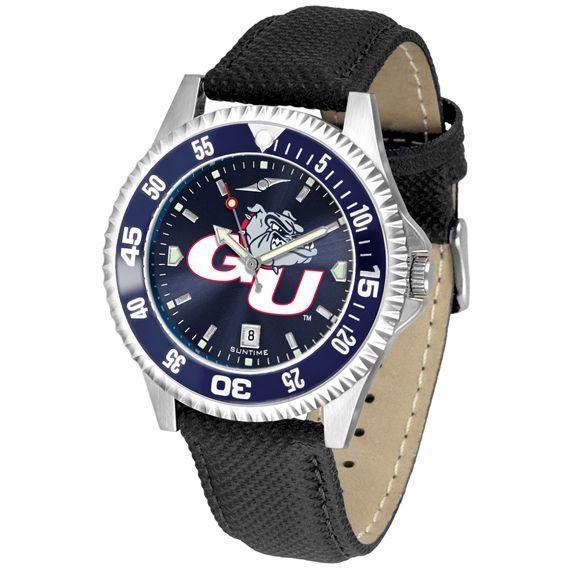 Gonzaga Bulldogs Mens Competitor Ano Poly/Leather Band Watch w/ Colored Bezel-Watch-Suntime-Top Notch Gift Shop