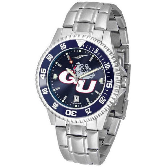 Gonzaga Bulldogs Mens Competitor AnoChrome Steel Band Watch w/ Colored Bezel-Watch-Suntime-Top Notch Gift Shop