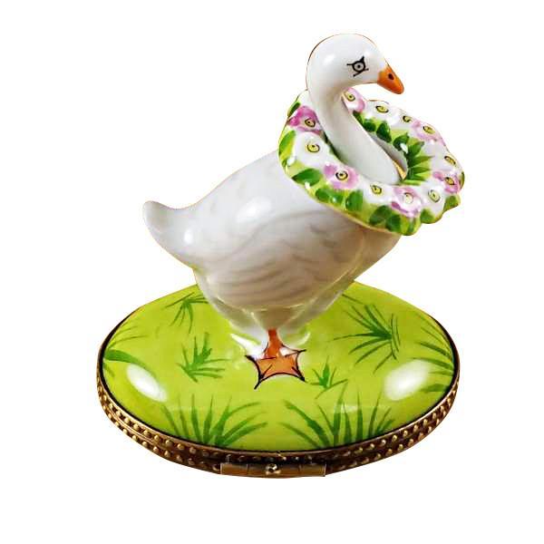 Goose With Spring & Christmas Wreaths Limoges Box by Rochard™-Limoges Box-Rochard-Top Notch Gift Shop