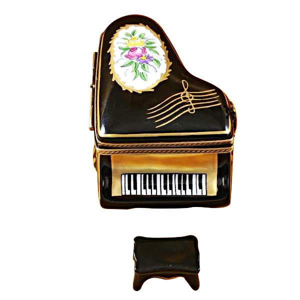 Grand Piano Floral With Porcelain Bench Limoges Box by Rochard™-Limoges Box-Rochard-Top Notch Gift Shop